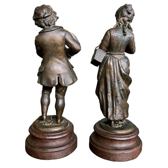 19th Century Romantic Pair of August Moreau Écoliers (students) Sculptures - Picture 2 of 10